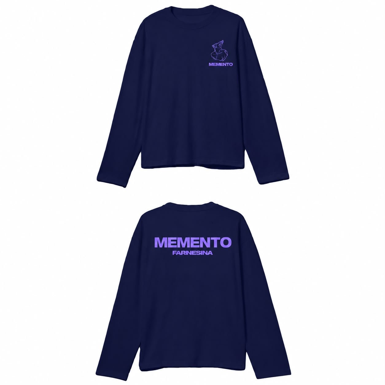 Maglie blu di Memento con il simbolo del busto e la scritta MEMENTO FARNESINA